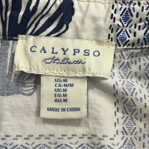 Calypso St.Barth blue & white cotton shell print 3/4 sleeve Zoe mini dress M - Picture 8 of 10